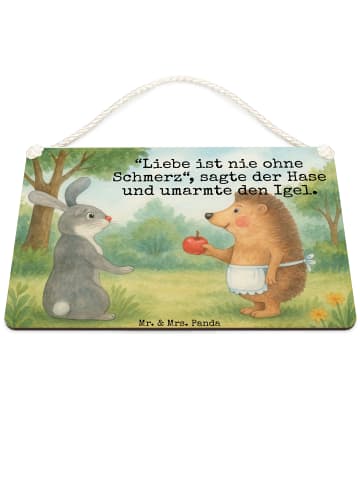 Mr. & Mrs. Panda Schild Hase Igel Design mit Spruch in Weiß
