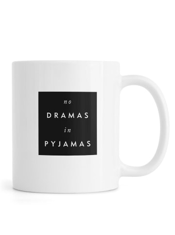 Juniqe Tasse "No Drama" in Schwarz & Weiß