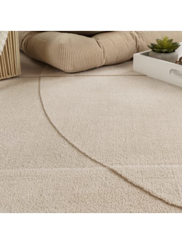 KADIMA DESIGN Teppich Kurzflor waschbar Abstrakt 3D in Creme