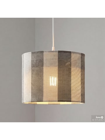 home24 home24 Pendelleuchte aus Eisen und Textil 1-flammig im modernen Stil in Taupe