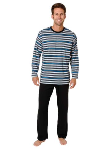NORMANN langarm Schlafanzug Pyjama Streifen - 71881 in blau