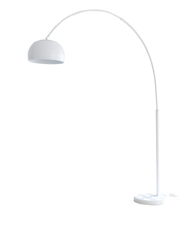 SalesFever Bogenlampe dimmbar mit echtem Marmorfuß und Lampenschirm Ø 33 cm in Weiß