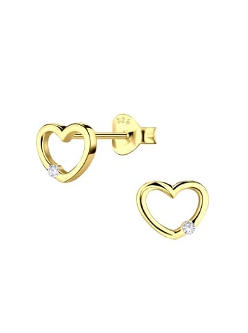 Alexander York Ohrringe, Ohrstecker HERZ in Gold mit Zirkonia aus 925 Sterling Silber, 2-tlg.