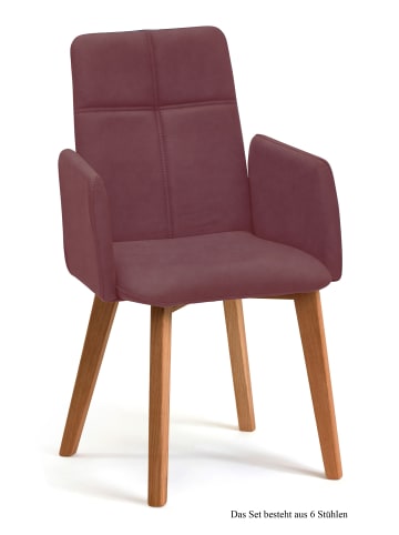 58 aufm Kessel ARMLEHNSTUHL (6er-Set) Dardana 52x92x60 Eiche geölt/Marsala