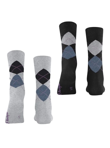 Burlington Socken 2er Pack in Schwarz/Grau/Blau
