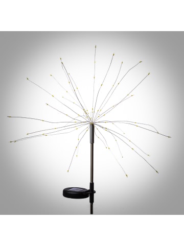 MARELIDA LED Solarstab FEUERWERK Gartendeko Gartenstecker H. 90cm in silber