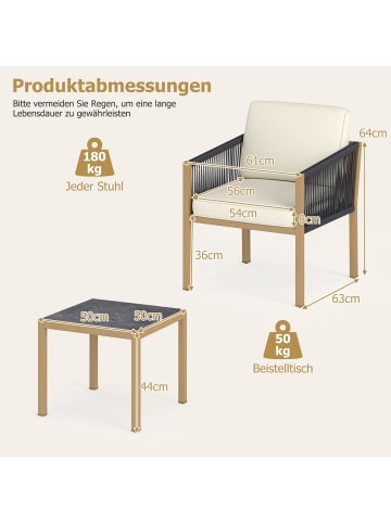 COSTWAY 3-tlg. Gartenmöbel-Set in Beige