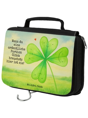 Mr. & Mrs. Panda kosmetiktäschchen Blume Kleeblatt Design mit Sp... in Weiß