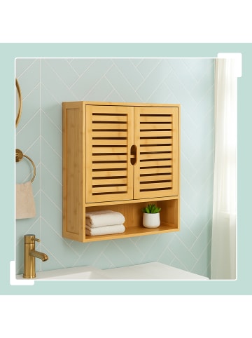 relaxdays Hängeschrank in Natur - (B)59 x (H)66 x (T)21 cm