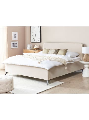 Beliani Doppelbett VALOGNES in Beige/Schwarz - (W) 192 x (H) 110 x (L) 220 cm