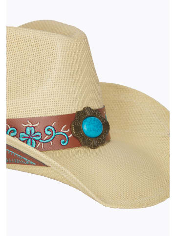 IZIA Women Hat in Beige Turquoise