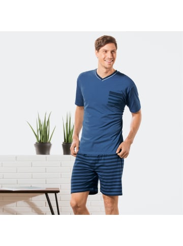 REDBEST Single-Jersey Shorty 2er-Pack in blau/hellgrau-anthrazit meliert