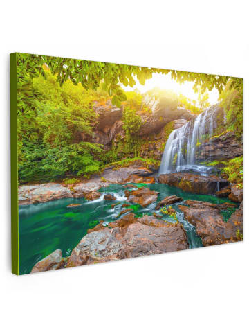 OnlyWow Leinwand Bilder Sonniger Wasserfall