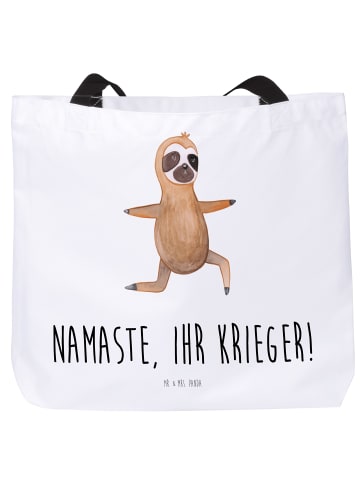 Mr. & Mrs. Panda Strandtasche Faultier Yoga mit Spruch in Weiß