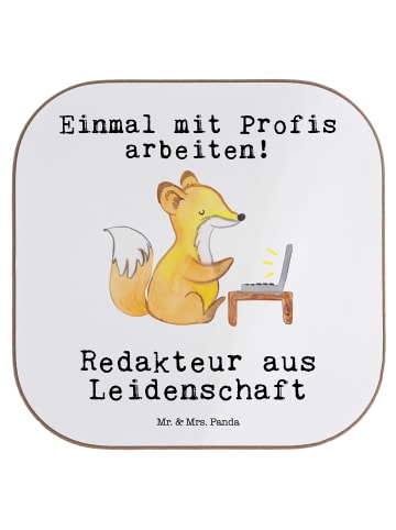 Mr. & Mrs. Panda Untersetzer Redakteur Leidenschaft mit Spruch in Weiß