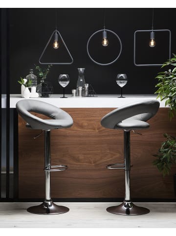 Beliani 2-tlg Drehhocker PEORIA in Grau/Silber