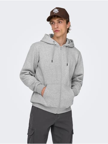 ONLY & SONS Kapuzenpullover in Light Grey Melange