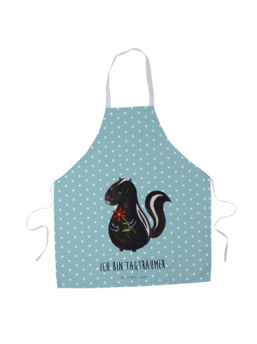 Mr. & Mrs. Panda Schürze Stinktier Blume mit Spruch in Türkis Pastell