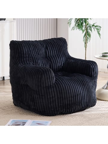 ABRIHOME Sitzsack in Schwarz Cord Gepolstert mit Schaumstoff für Wohnzimmer