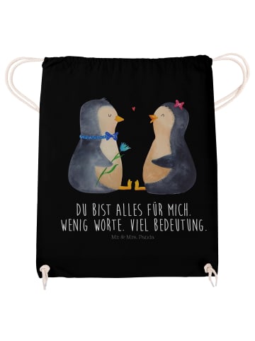 Mr. & Mrs. Panda Sportrucksack Pinguin Pärchen mit Spruch in Schwarz
