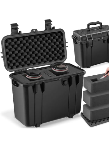 tectake Kamerakoffer Al 41 x 22 x 34 cm, schwarz