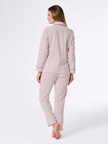 WITT WEIDEN Pyjama in ecru-dunkelrot-bedruckt