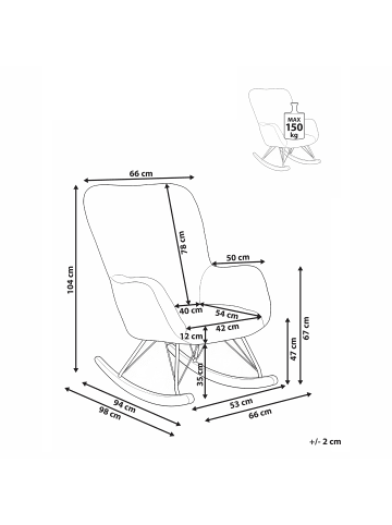 Beliani Schaukelsessel AKRA in Beige/Schwarz/Braun - (W) 66 x (H) 104 x (L) 98 cm