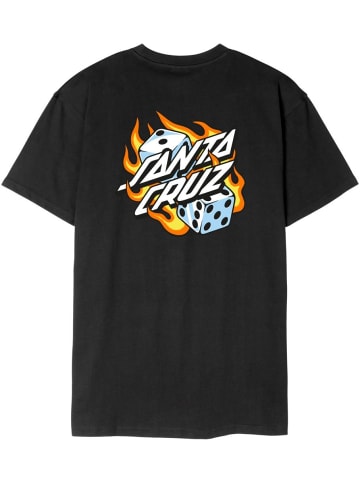 Santa Cruz T-Shirt "Flaming Dice Dot Chest T-Shirt" in Schwarz