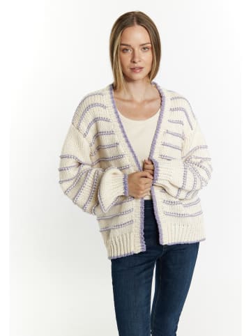 DreiMaster Maritim Strickjacke in Wollweiss Flieder