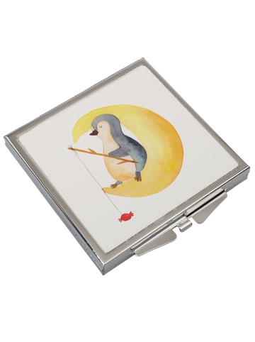 Mr. & Mrs. Panda Handtaschenspiegel quadratisch Pinguin Mond ohn... in Weiß