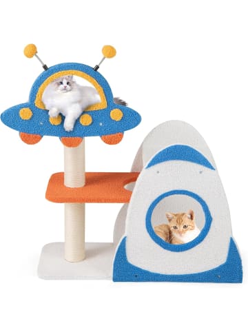 COSTWAY Kratzbaum Klein UFO-förmig in Blau