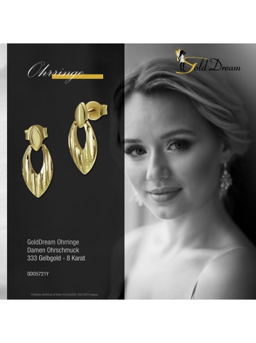 GoldDream Echtgold, 333er Gelbgold Damen Ohrstecker Drops Ohrring ca. 17mm