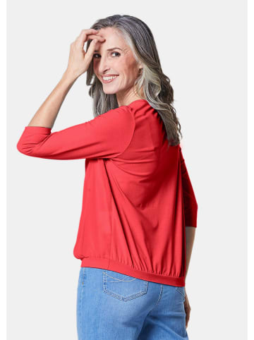 GOLDNER Kurzgröße:  Chiffon-Shirt mit 3/4-Arm, Rundhals in rot