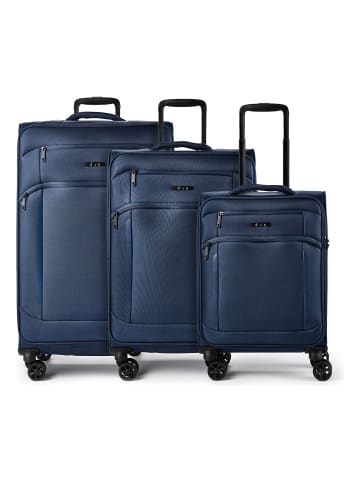 D&N Travel Line 9804 4 Rollen Kofferset 3-teilig mit Dehnfalte dark blue