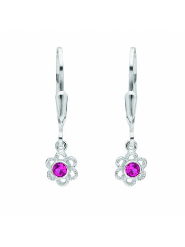 Adeliás Damen 925 Silber Ohrringe / Ohrhänger Blüte mit Zirkonia Ø 5,8 mm in bunt