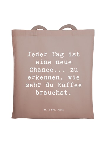 Mr. & Mrs. Panda Tote Bag Spruch Motivation und Kaffee mit Spruch in Braun Pastell