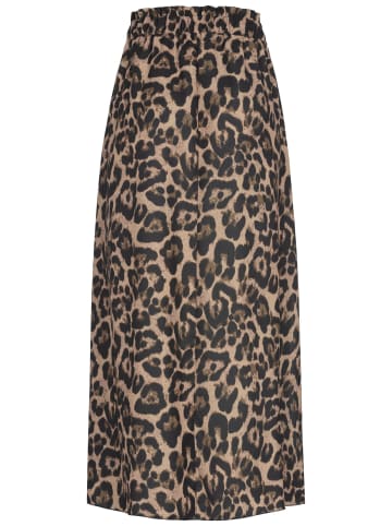 Cloud5ive Cloud5ive Maxi Skirt with side slit and leo print in brown/black
