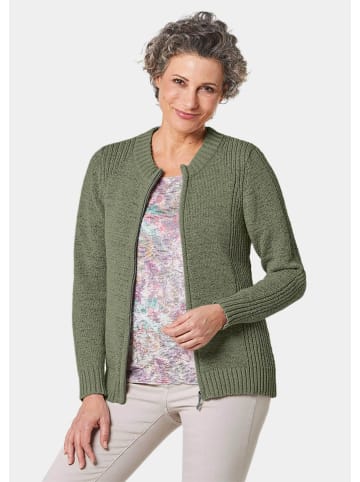 GOLDNER Strickjacke Strickjacke aus Bändchengarn in schöner Melange-Optik in olivgrün