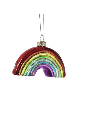 MARELIDA Weihnachtsbaumschmuck Regenbogen Rainbow mit Glitzer Glas L: 10cm in bunt