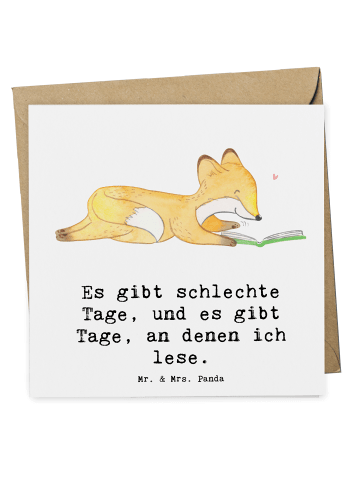 Mr. & Mrs. Panda Deluxe Karte Fuchs Lesen mit Spruch in Weiß