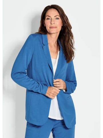 GOLDNER Kurzgröße:  Damenblazer mit Reverskragen und Paspeltaschen in blau