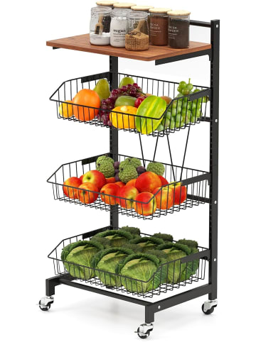 COSTWAY Gemüseregal mit Körben 40x31x88cm in Schwarz