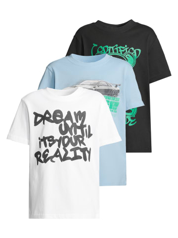 Urban Classics T-Shirts in black+white+balticblue