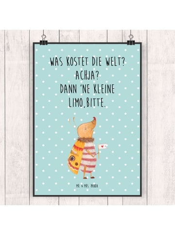 Mr. & Mrs. Panda Bild Nachtfalter Fähnchen mit Spruch in Türkis Pastell
