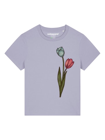 wat? Apparel T-Shirt Blume in Wasserfarbe 05 in Lavender