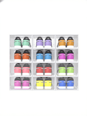 SONGMICS 12er-Set: Schuhbox Dennys in Transparent-Weiß - (B)23 x (H)14.5 x (T)33.2 cm