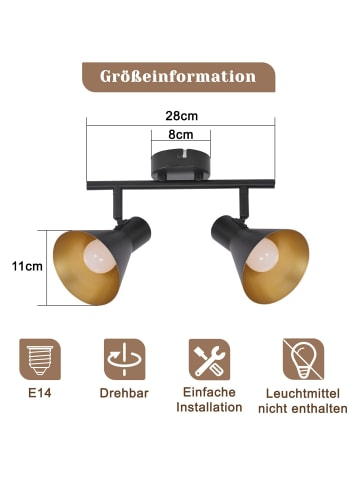 ZMH Deckenleuchte in Schwarz 2-flammige E14 Vintage Metall kreative Design