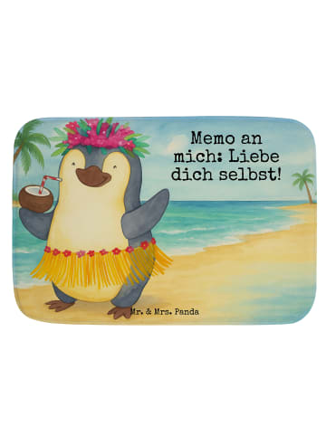 Mr. & Mrs. Panda Badematte Pinguin Kokosnuss Design mit Spruch in Weiß