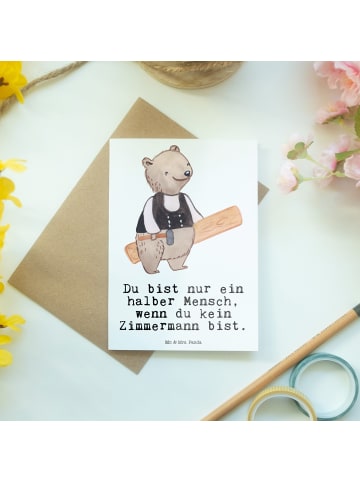 Mr. & Mrs. Panda Glückwunschkarte Zimmermann Herz mit Spruch in Weiß
