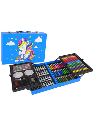 LEAN TOYS Großes Künstlerset im Koffer 145 Elemente Einhorn